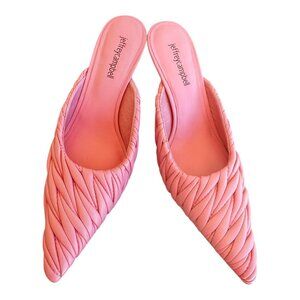 NWT Jeffrey Campbell Pink Ruched Texture Kitten Heel Mules Size 7.5